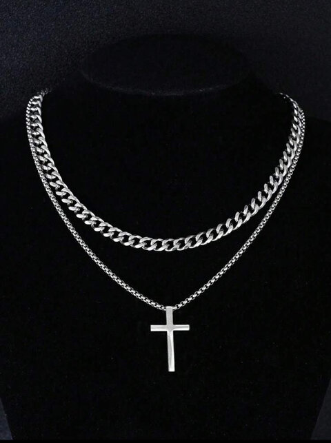 Collier croix en acier inoxydable