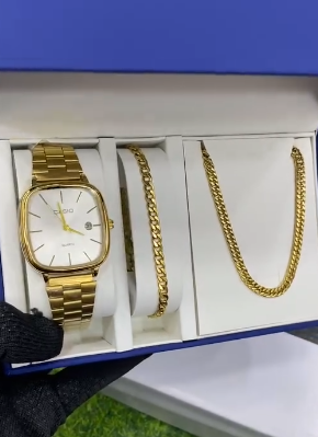 Set with watch bracelet and gold chain