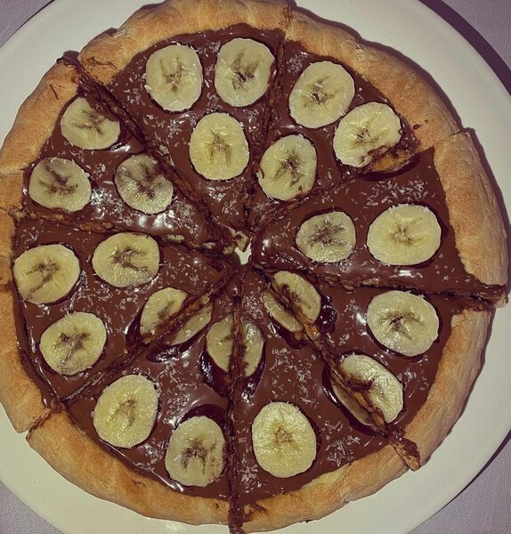 Pizza dessert banane chocolat