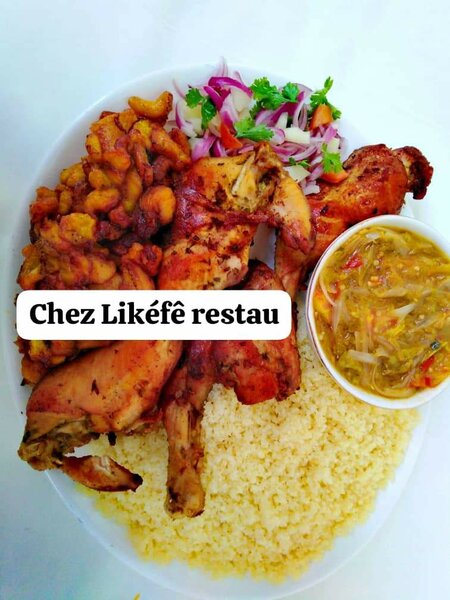 Attiéké + poulet frit