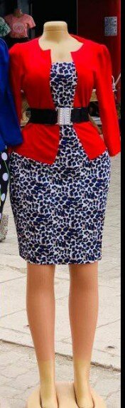 Suit dress leopard print + red jacket