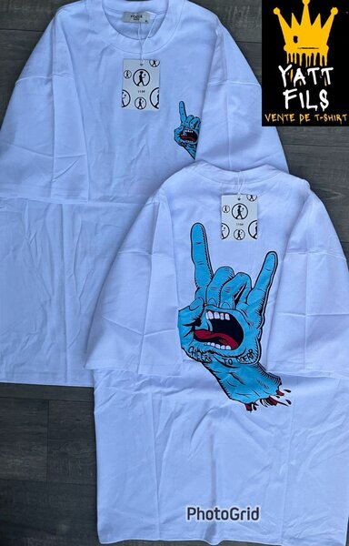 T-shirt blanc avec imprimé rock