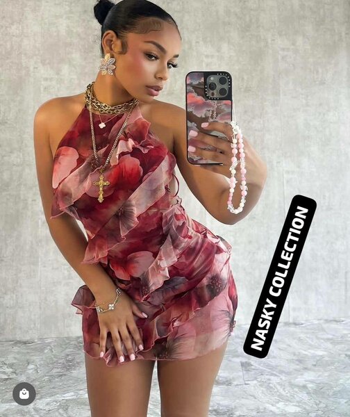 Robe Cocktail à Volants Femme