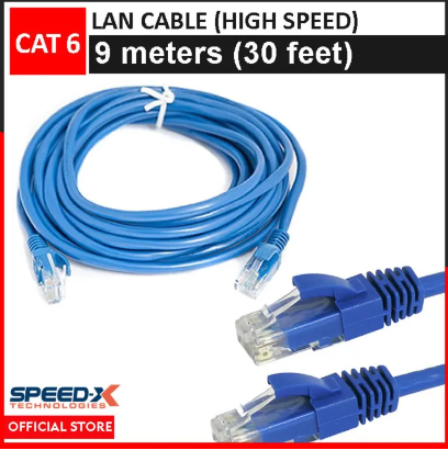 SpeedX LAN Cable 9 meters (30 feet) / 10 Yards Cat 6 Ethernet Cable Fixed Connectors Internet Wire