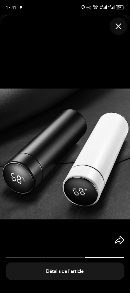 Gourde intelligente avec thermomètre