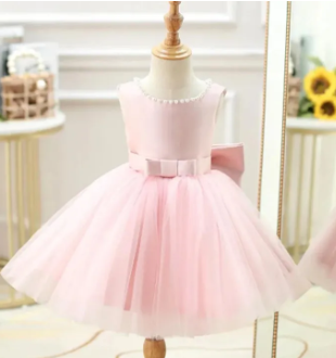 Baby Girl Pink Princess Dress Gowns For Evening Newborn Baby Wedding Birthday ( Fabric Net And Silk)