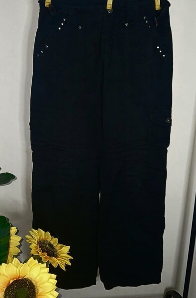 Pantalon cargo noir femme