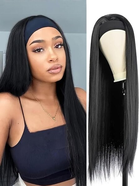 Perruque longue avec bandeau