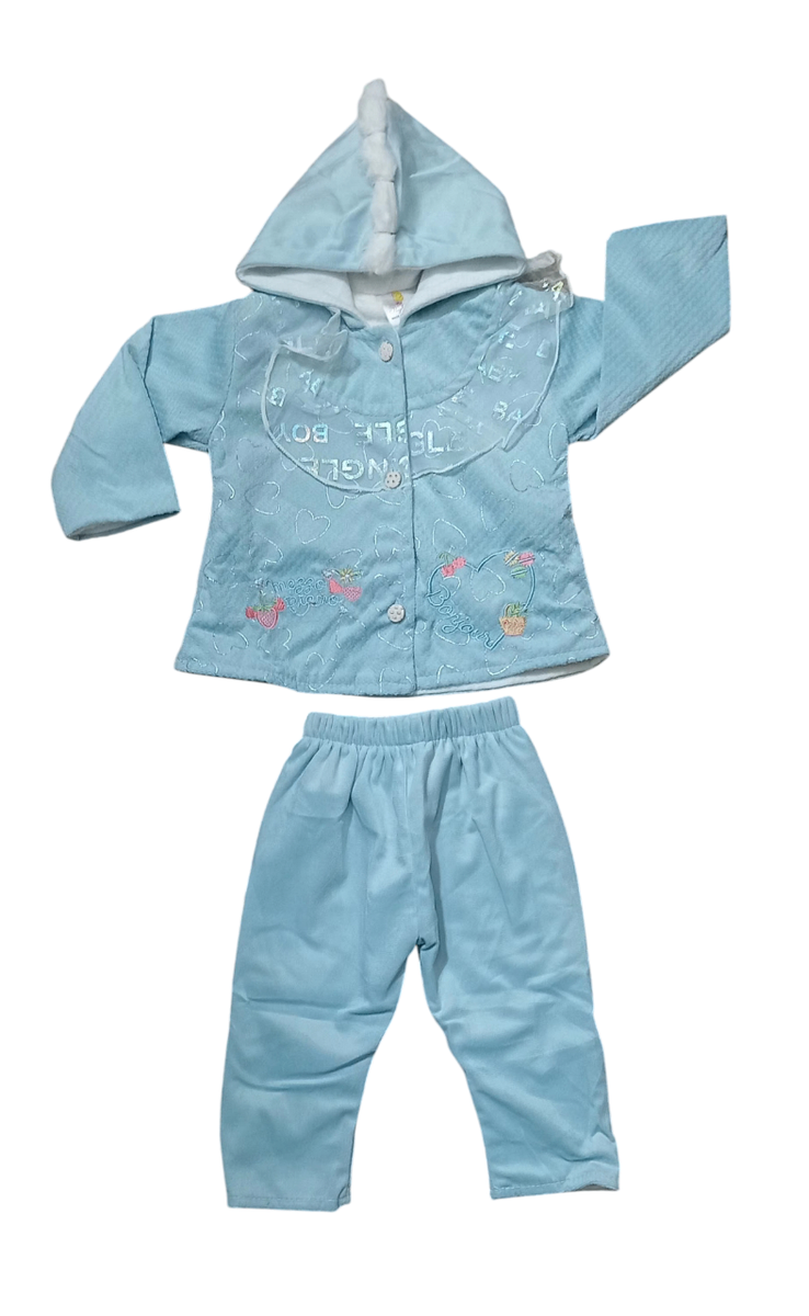 2 pcs Baby girl Velvet Hodded pajama Suit