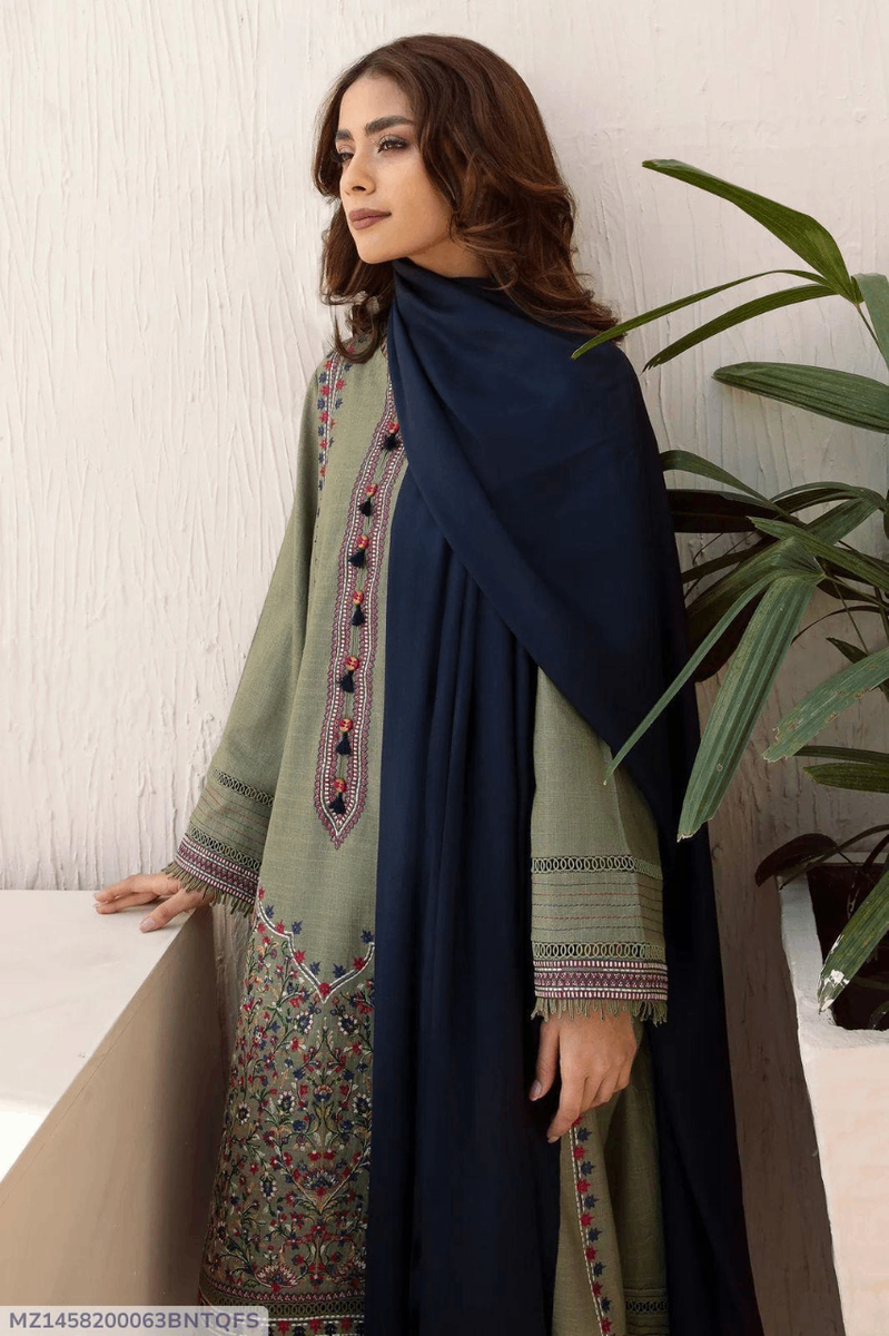 3 PCs Women's Unstitched Embroidered Suit