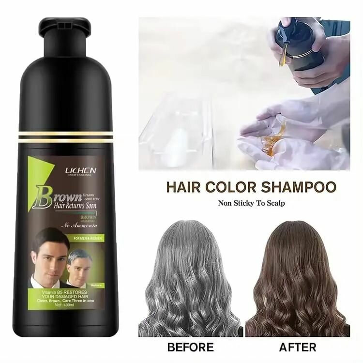Lichen Hair Color Dark Brown Shampoo 400ml (Large)