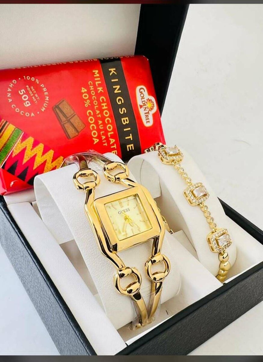 Quality Ladies Wrist Watch and Bracelet + Chocolate