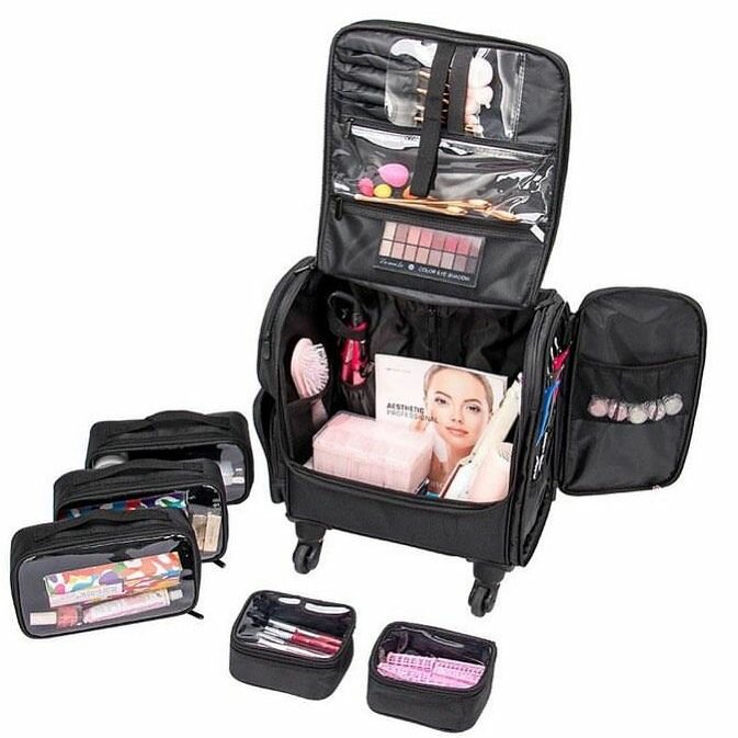 Professional cosmetic suitcase trolley cosmetic luggage bag