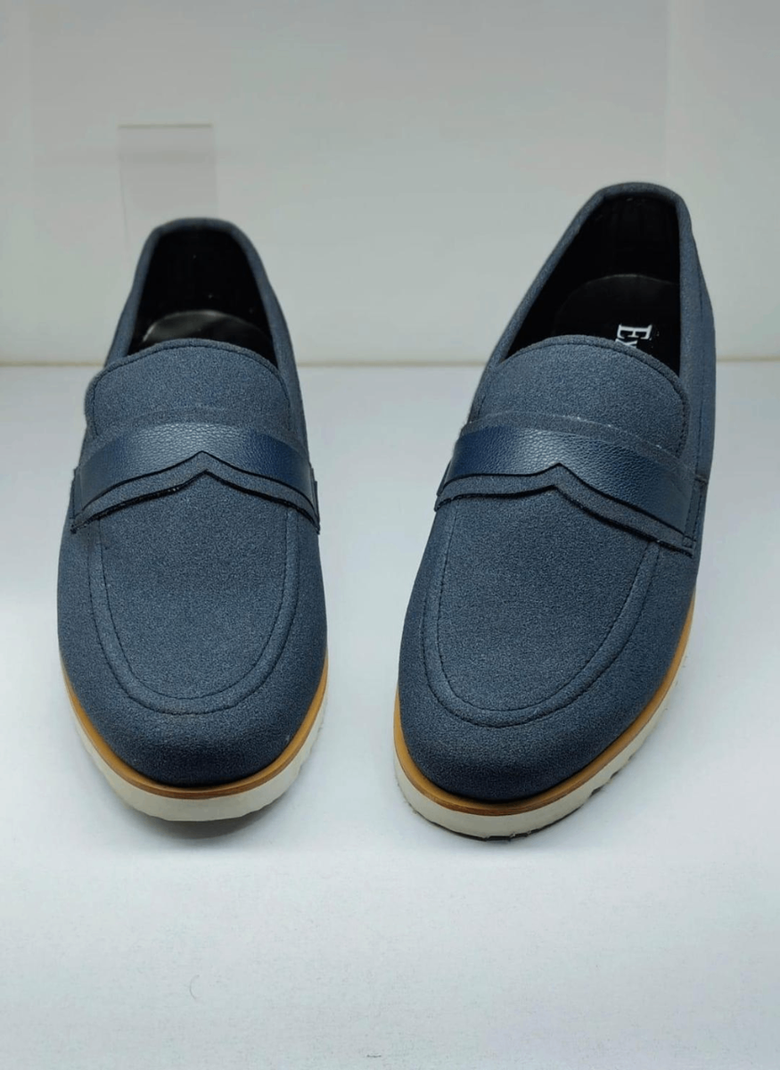 Men's premium quality leather blue loafers