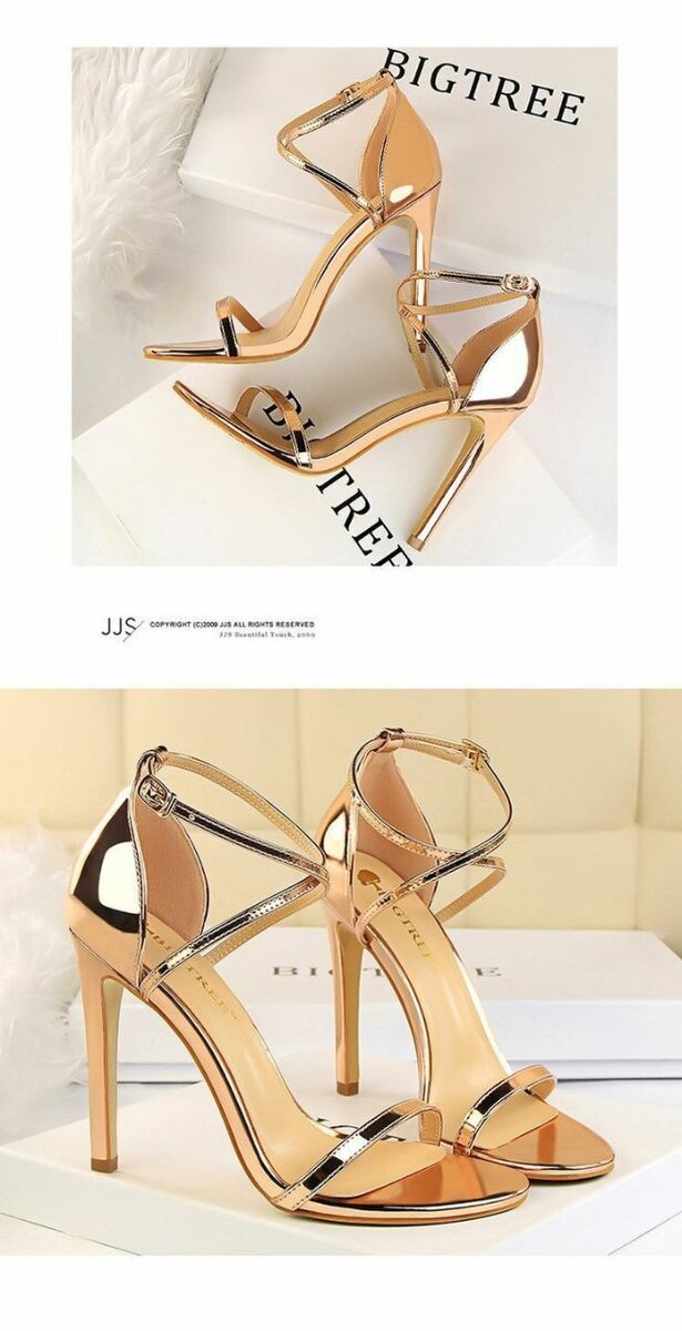 Shiny Strap Contoured Stiletto Heels