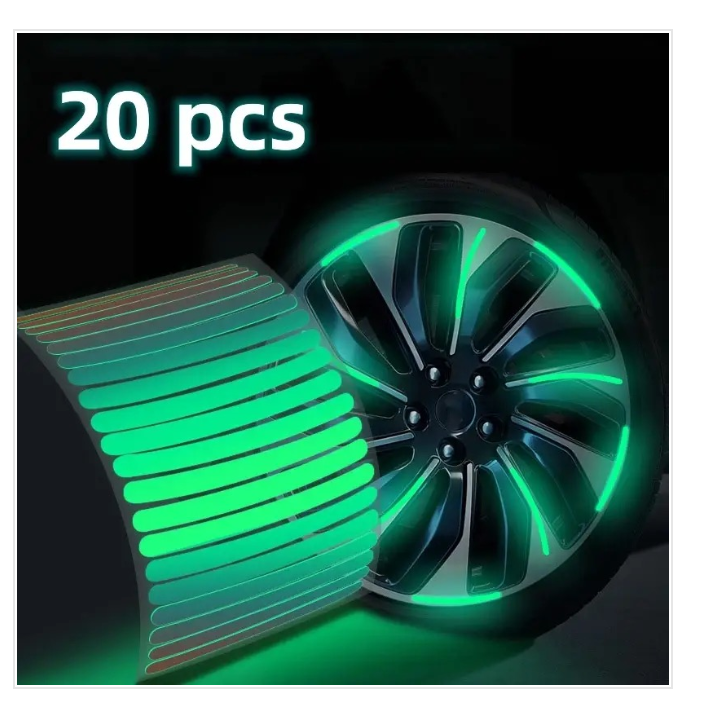 20 Pcs Car Wheel Hub Sticker Tire Rim Strips Luminous Sticke