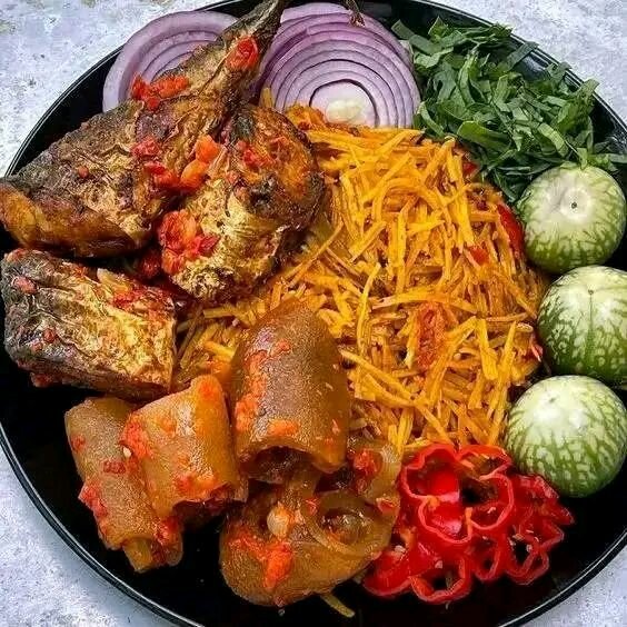 Delicious abacha stockfish l,fish and ponmo