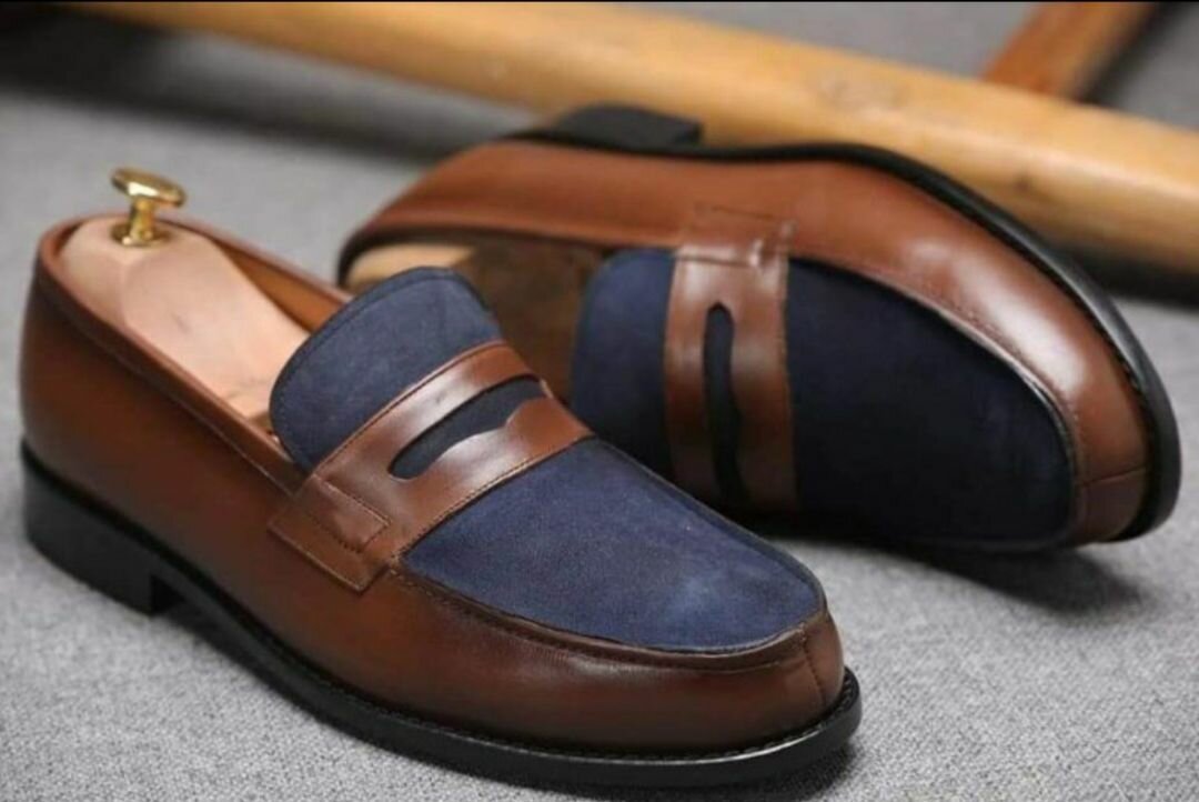 Mocassins cuir bicolores homme