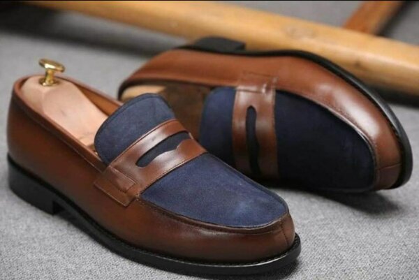 Mocassins cuir bicolores homme