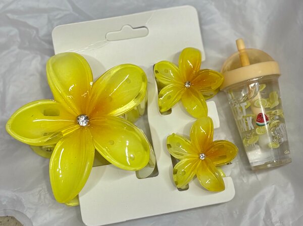 Pinces à cheveux fleurs jaunes