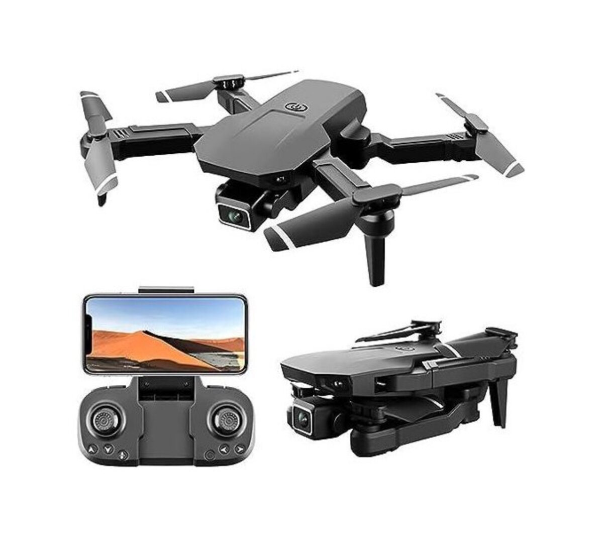 Wi-Fi 4K Dual Camera Drone With Remote Control - Black