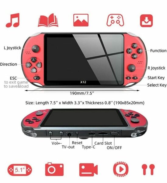 Console de jeux X12 5.1''