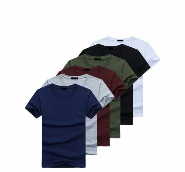 Casual Round Neck Short Sleeve T-Shirt - 6 Pieces - Multicol