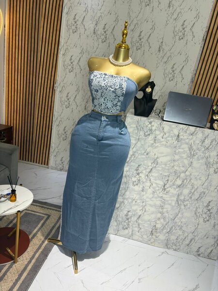 Ensemble jean jupe haut bustie