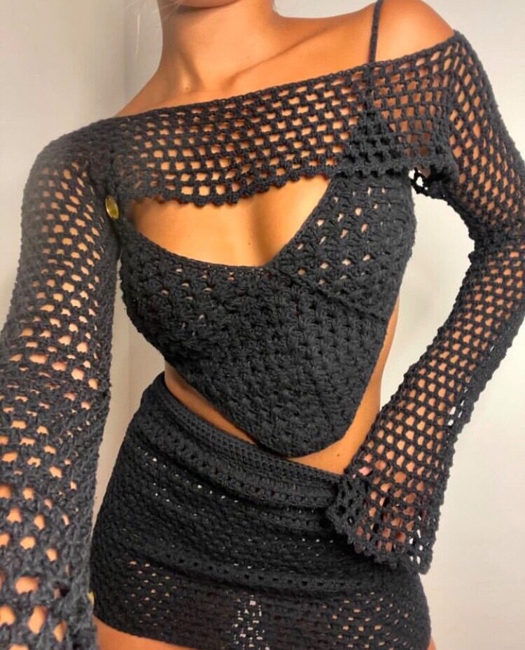 Women Crochet scrunchie and shrugs