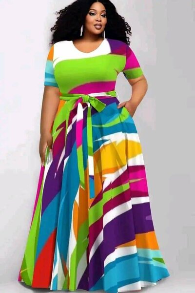 Robe longue colorée grande taille