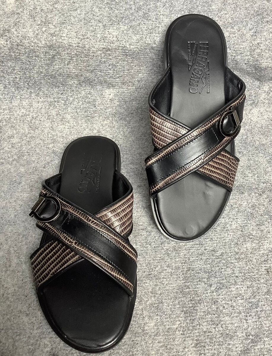 Sandales en cuir croisées homme