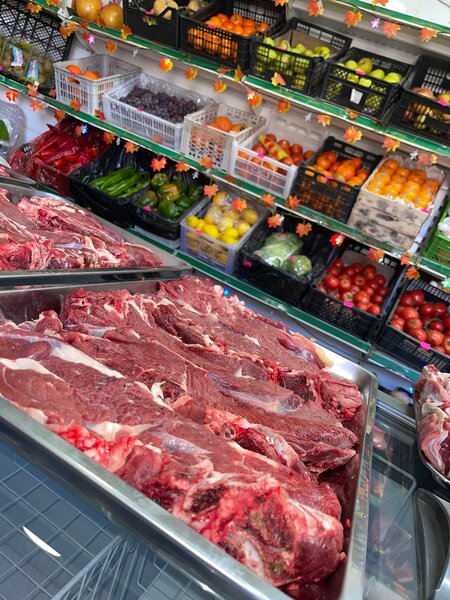 Мясо фрукты овощи