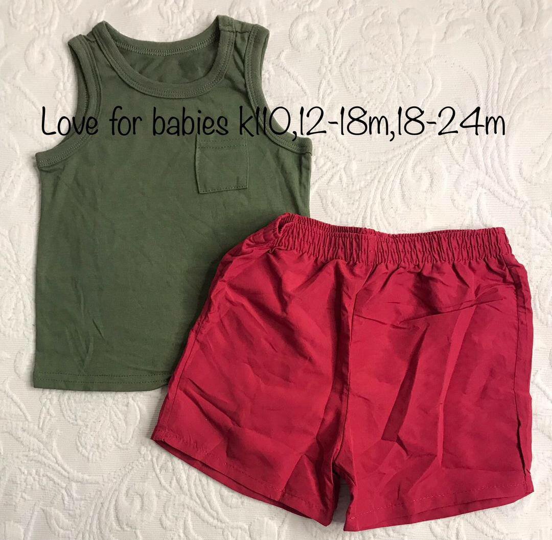 Set green T-shirt + shorts, 12-18m, 18-24m