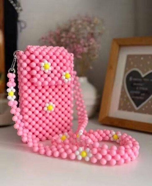 Sac téléphone perlé