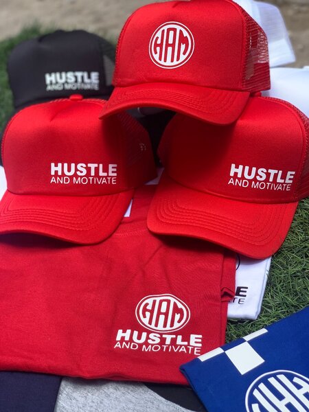 Hustle and motivate caps k65,t-shirts k140