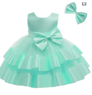 Baby Girl Dress Sleeveless Bowknot Tulle Tutu Wedding ( Fabric Silk And Net)