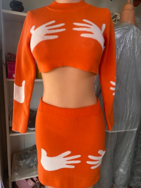 Ensemble chic imprimé main