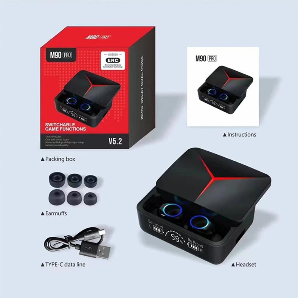 M90 Wireless Sports Earbuds, Bluetooth 5.3 TWS