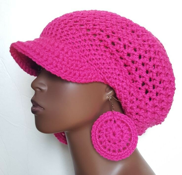 Crochet hat & Earrings set