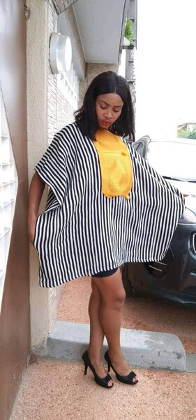 Poncho rayé élégant femme