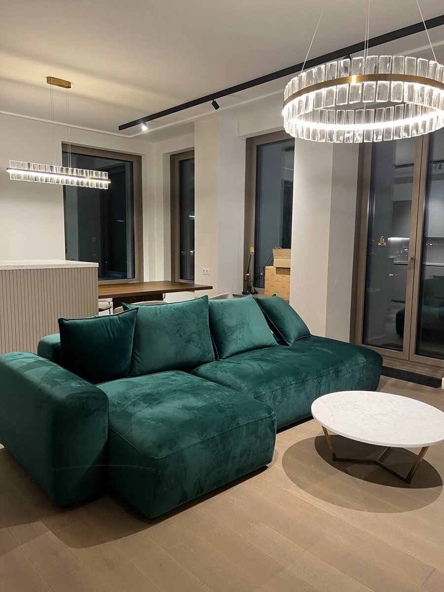 Canapé moderne vert en velours