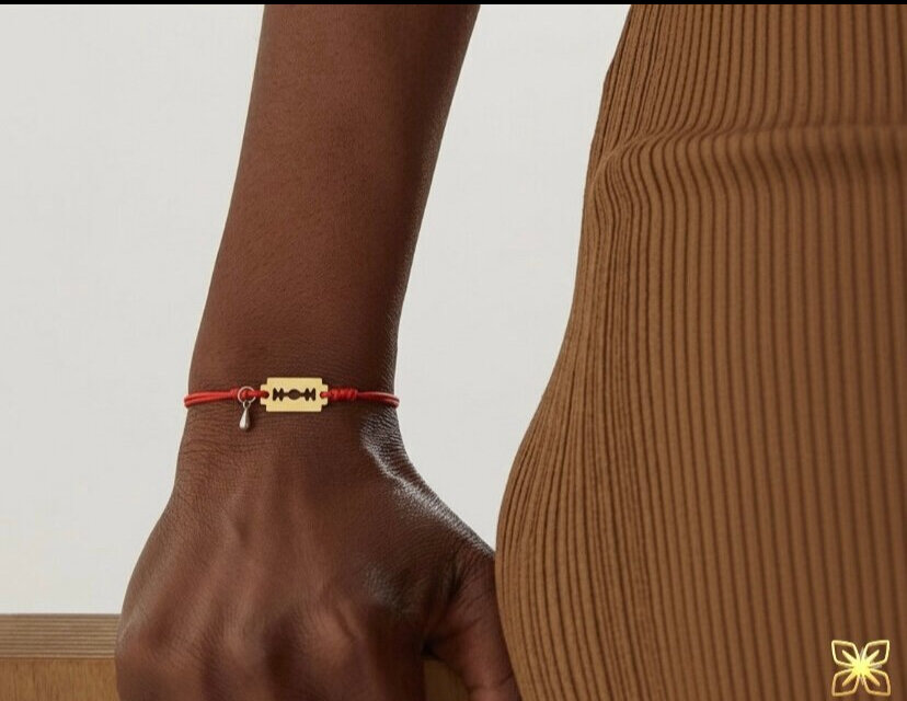 Bracelet corde rouge lame