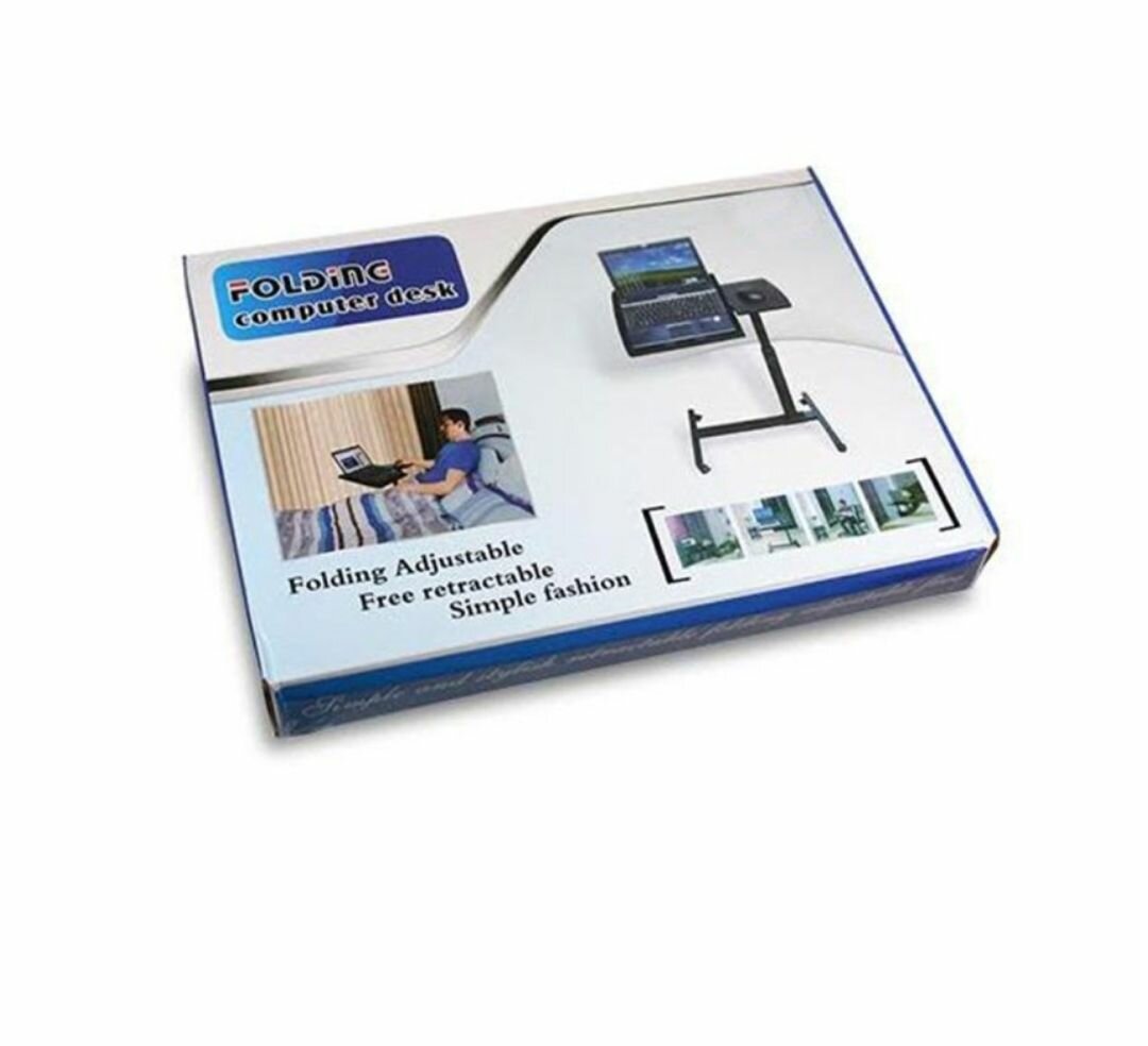 WOOD PANELS & STEEL FRAME LAPTOP TABLE WITH LOCKABLE CASTERS