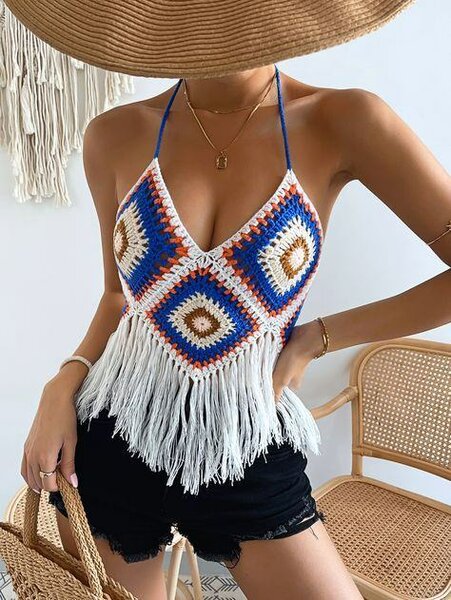 Top granny avec frange