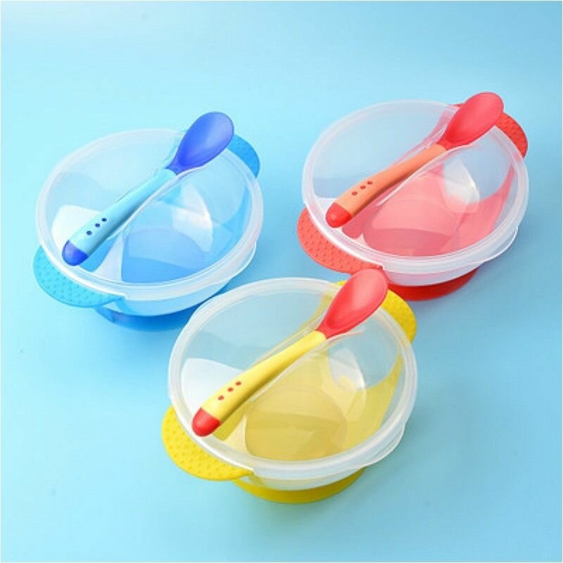 Baby Bowl Set Spoon Fork Suction Cup