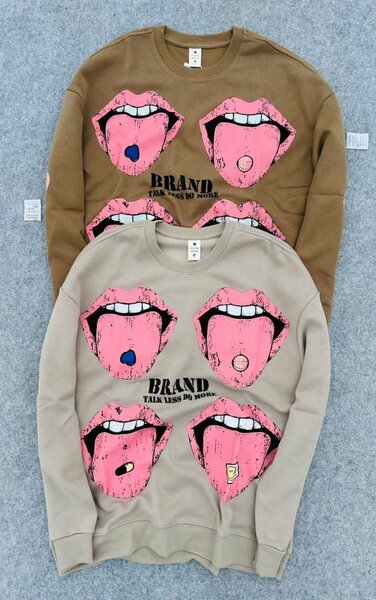 Sweat-shirt à motif lèvres pop