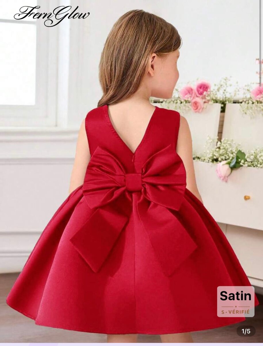 Robe Enfant Satin Rouge