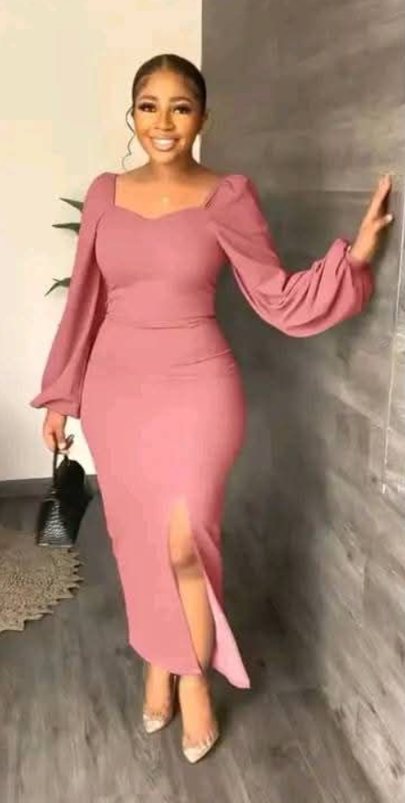 Long sleeves pink dress