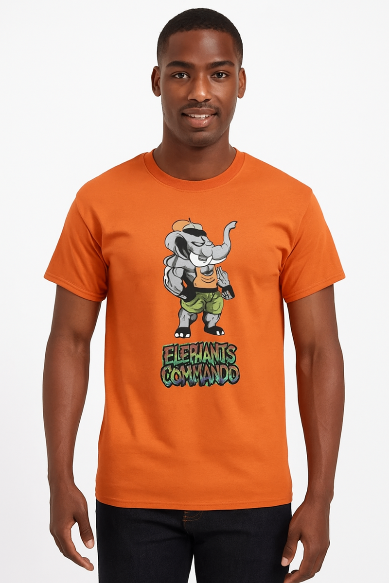 T-shirt éléphant commando orange