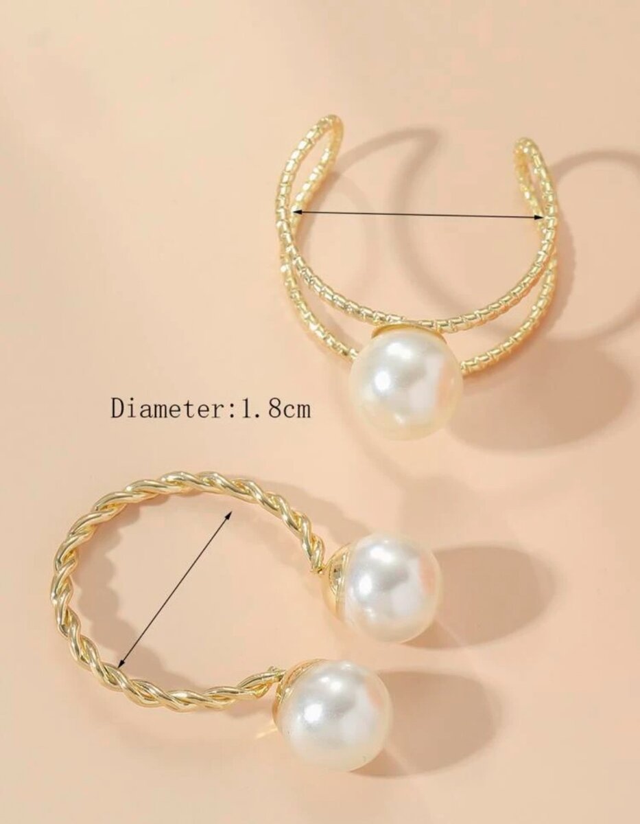 Simple Faux Pearl Ring Set